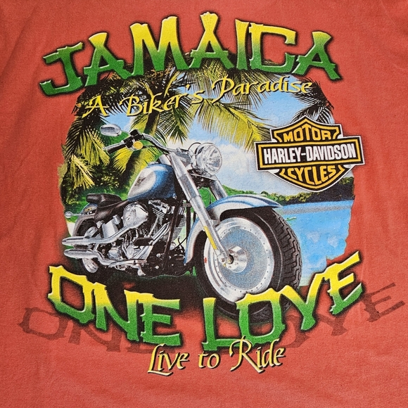 Harley Davidson Superbly Engineered Motorcycles Jamaica  Red Tee Shirt Size XXL - Picture 4 of 10